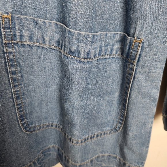 HD in Paris Anthropologie Blue Chambray Swing Top Front Pockets Sz 6 - Picture 4 of 6